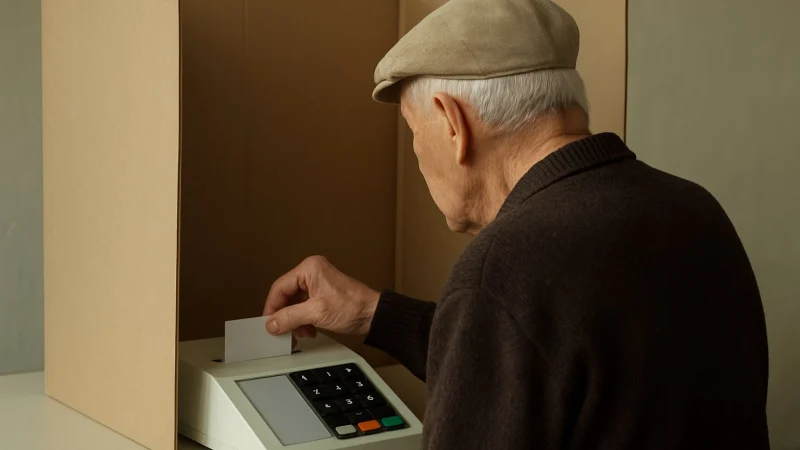 Cabine de votação em eleição no Brasil, usada como referência à prova de vida do INSS