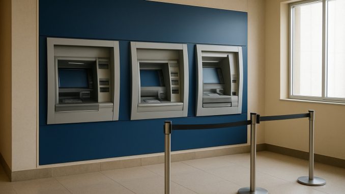 Caixa eletrônico em agência bancária