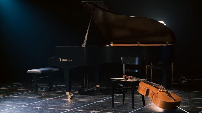 Violões e outros instrumentos de corda expostos em loja de música