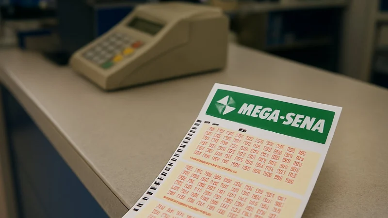 Volante da Mega-Sena sobre balcão de casa lotérica