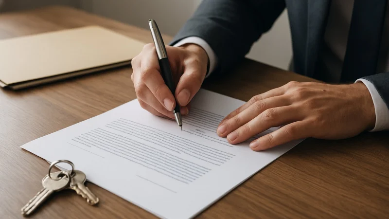 Documentos e caneta sobre mesa em cartório, usados em inventário